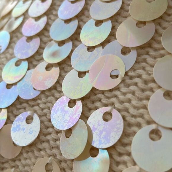 FaBE Vintage Sequin Sweater Baby Ballerina Cream Party Glam Retro  Angora Lambsw - Picture 5 of 8